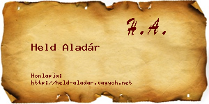 Held Aladár névjegykártya